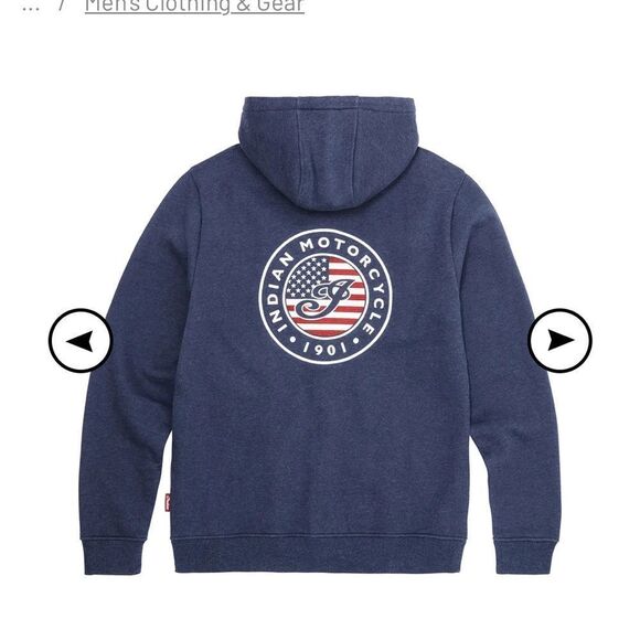 Indian Motorcycle Men's USA Flag Hoodie, Navy zip up - Picture 6 of 7